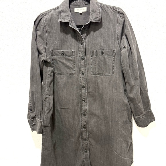 Madewell Charcoal Denim cotton long sleeves Shirt Dress M - Picture 9 of 11